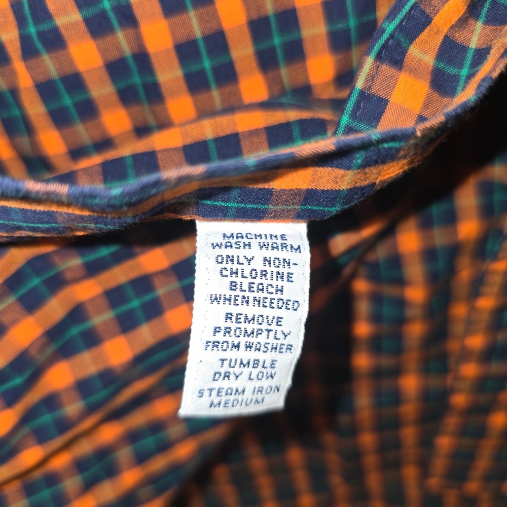 Ralph Lauren Button Down Shirt Large Men Orange Navy Plaid Blake Cotton Long Slv - Picture 3 of 8